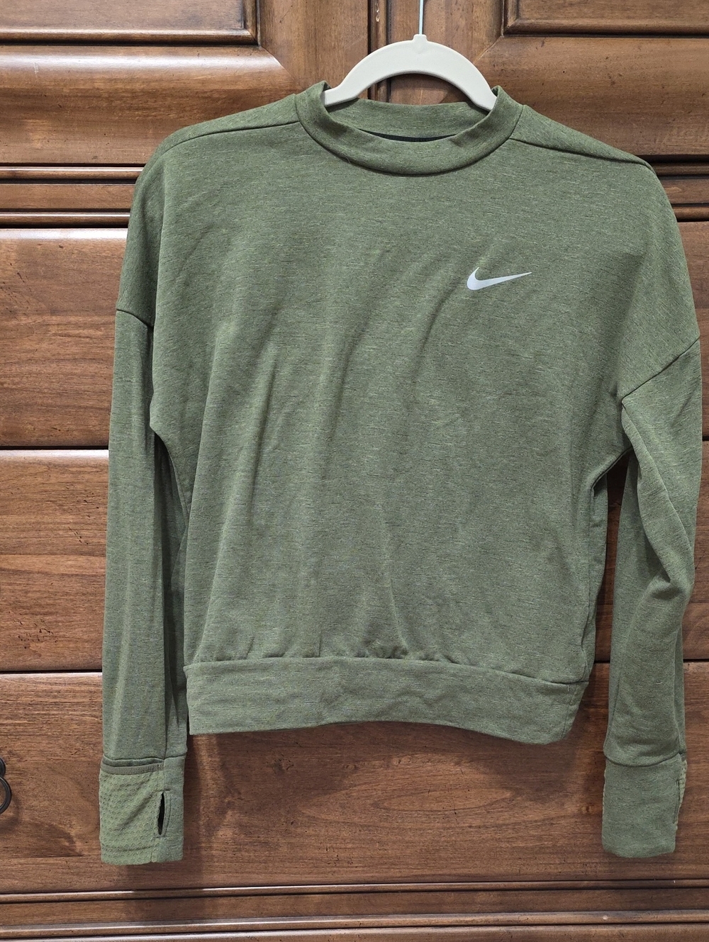 Nike Olive Crewneck Sweatshirt with White Swoosh